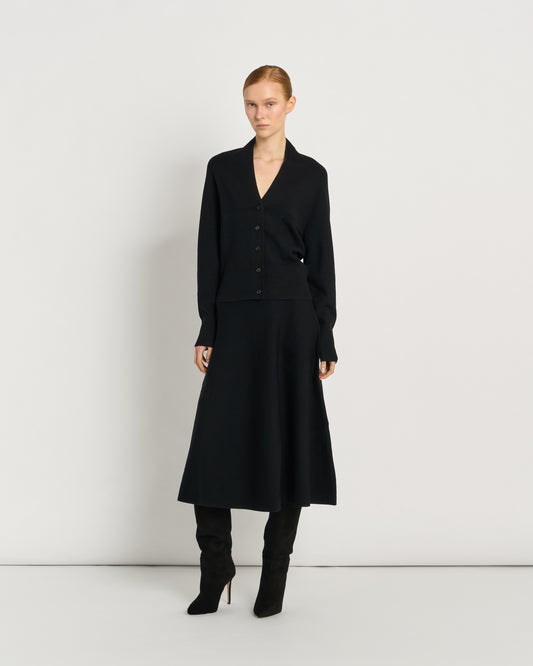 Cardigan con Collo a Tulipano in Lana Merino Superfine