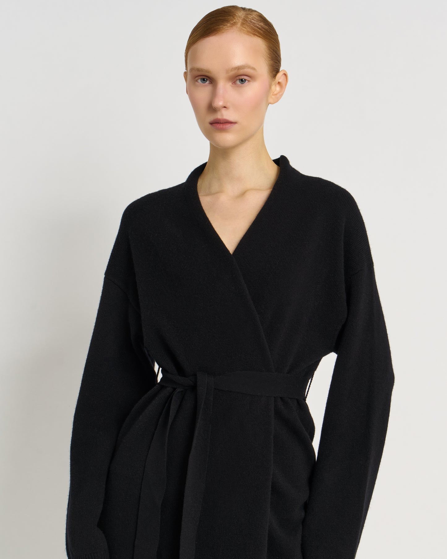 Maxi Cardigan in Lana Extrafine con Collo a Tulipano