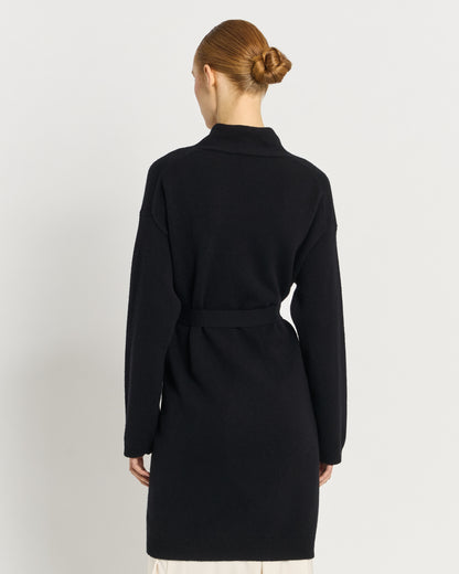 Maxi Cardigan in Lana Extrafine con Collo a Tulipano